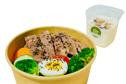 Steak Pasta + Fruit Yogurt