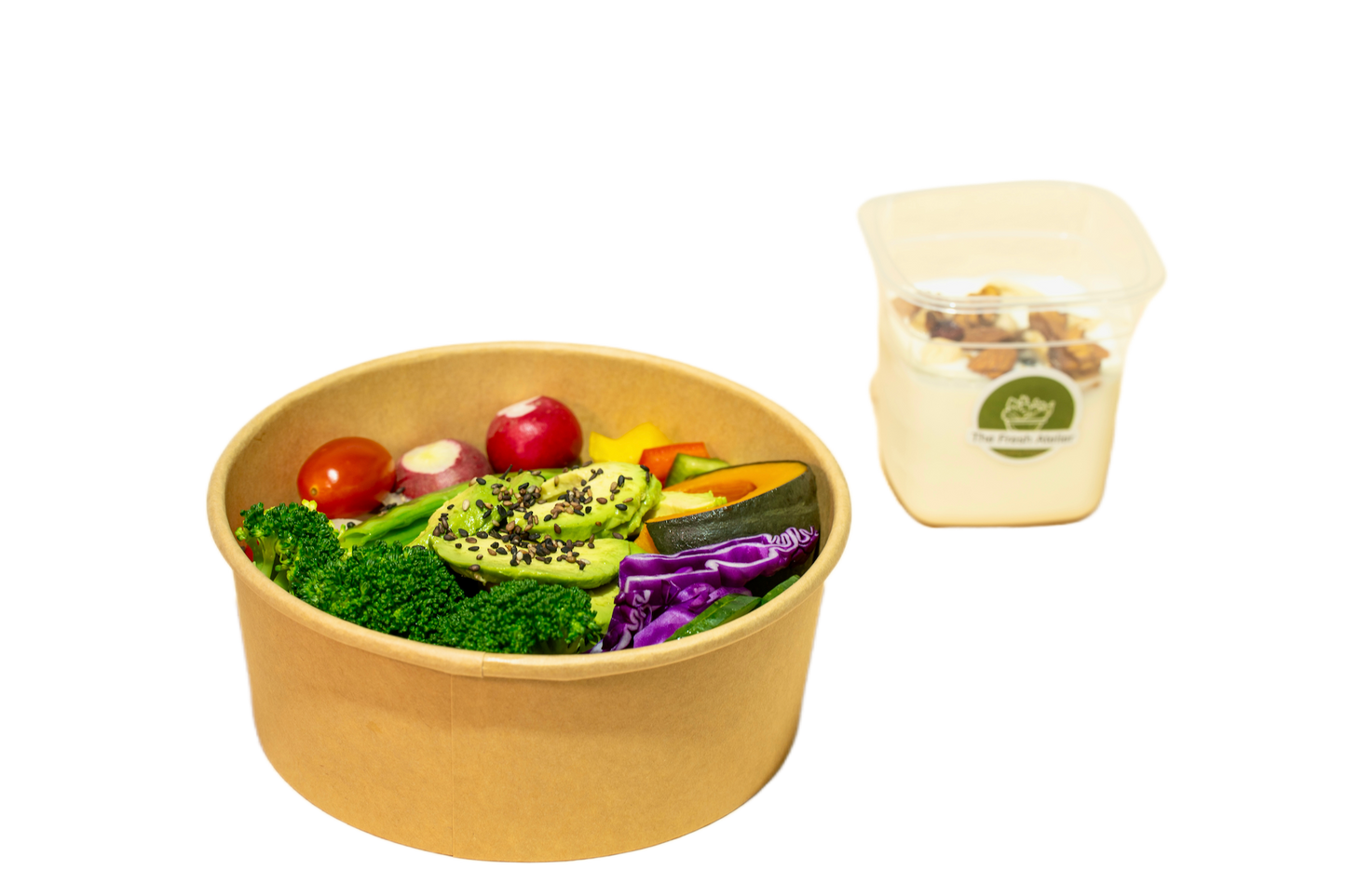 Avocado Vegetarian Salad + Fruit Yogurt