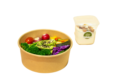 Avocado Vegetarian Salad + Fruit Yogurt