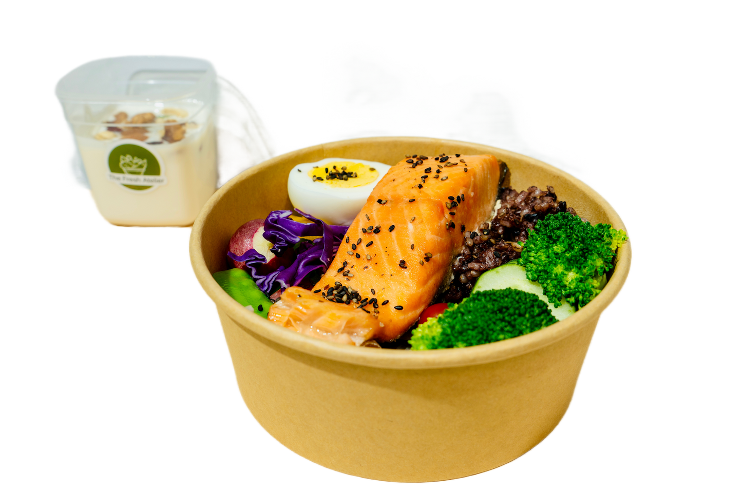 Salmon Salad Rice + Fruit Yogurt