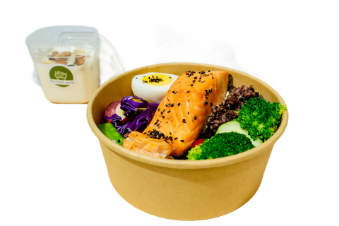 Salmon Salad Rice + Fruit Yogurt